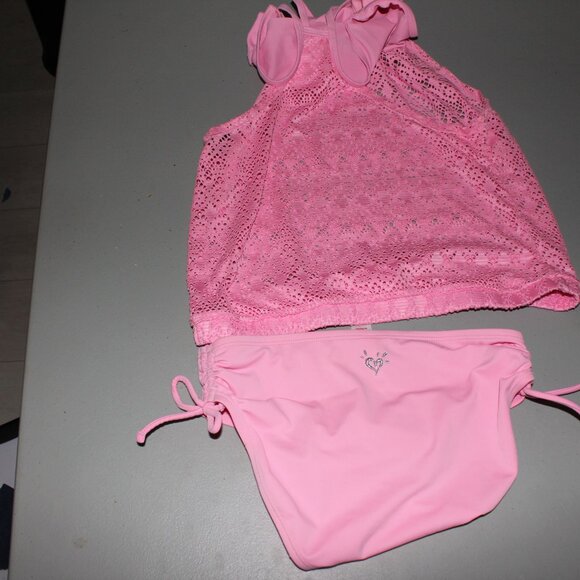 Pink 2Pcs Justice Tankini Swimsuit Size 14 - Picture 5 of 10